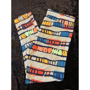LuLaRoe Tall & Curvy TC Leggings Blue Gray Red Yellow Pink Stripe High Rise NWOT